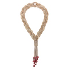 The Braid Necklace- Hand-sewn with Ruby