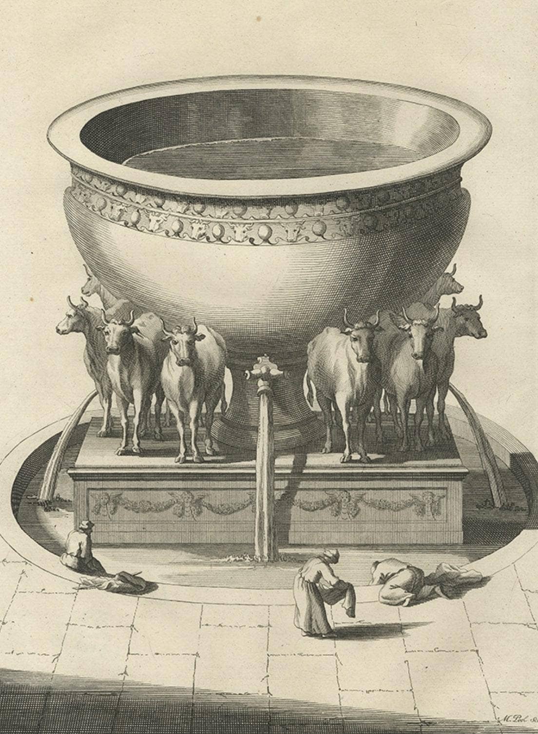 The 'Brazen Sea' in Solomon's Temple and a Cross Section of the Brazen Sea, 1725