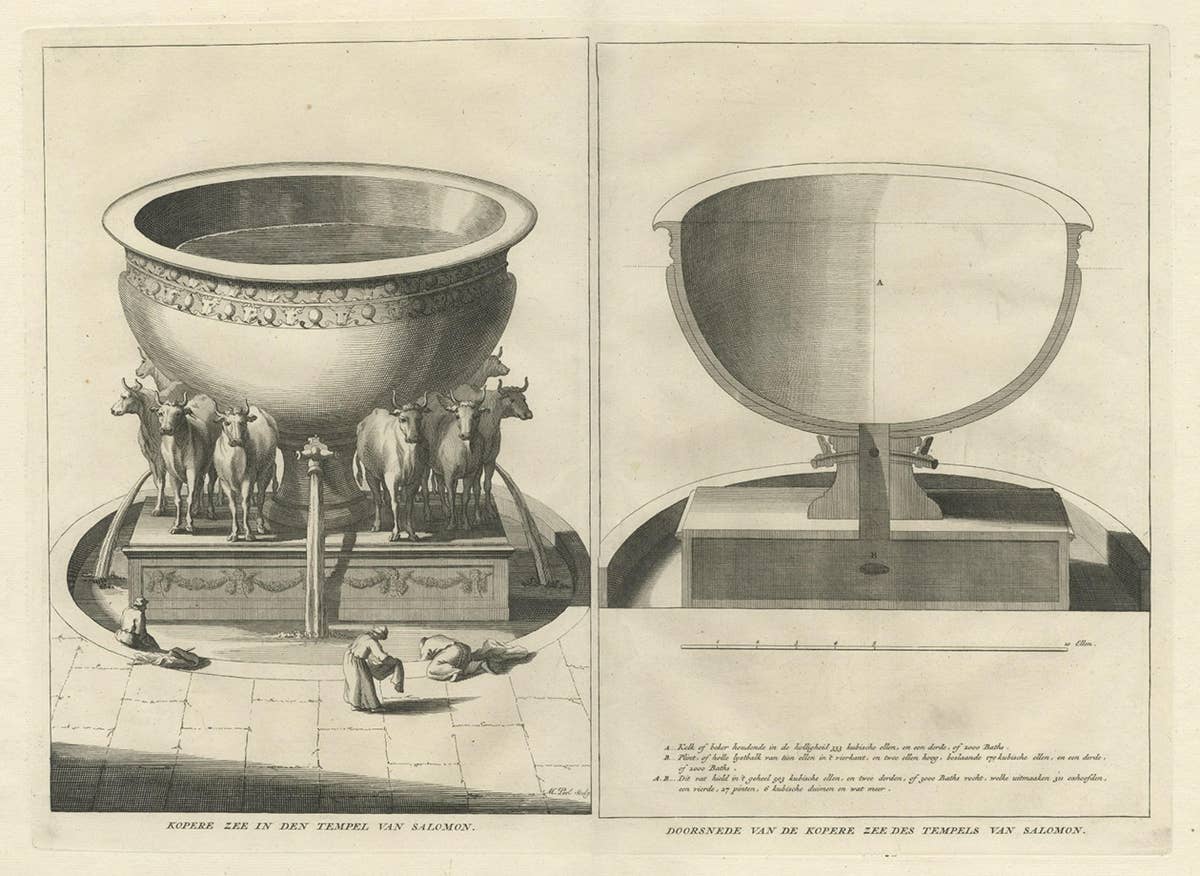 The 'Brazen Sea' in Solomon's Temple and a Cross Section of the Brazen Sea, 1725