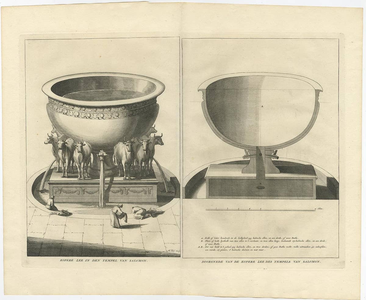 The 'Brazen Sea' in Solomon's Temple and a Cross Section of the Brazen Sea, 1725