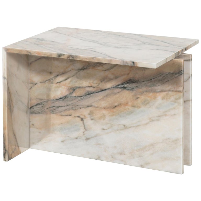 "Thè" Brazilian Contemporary Side Table or Coffee Table in Marble  For Sale