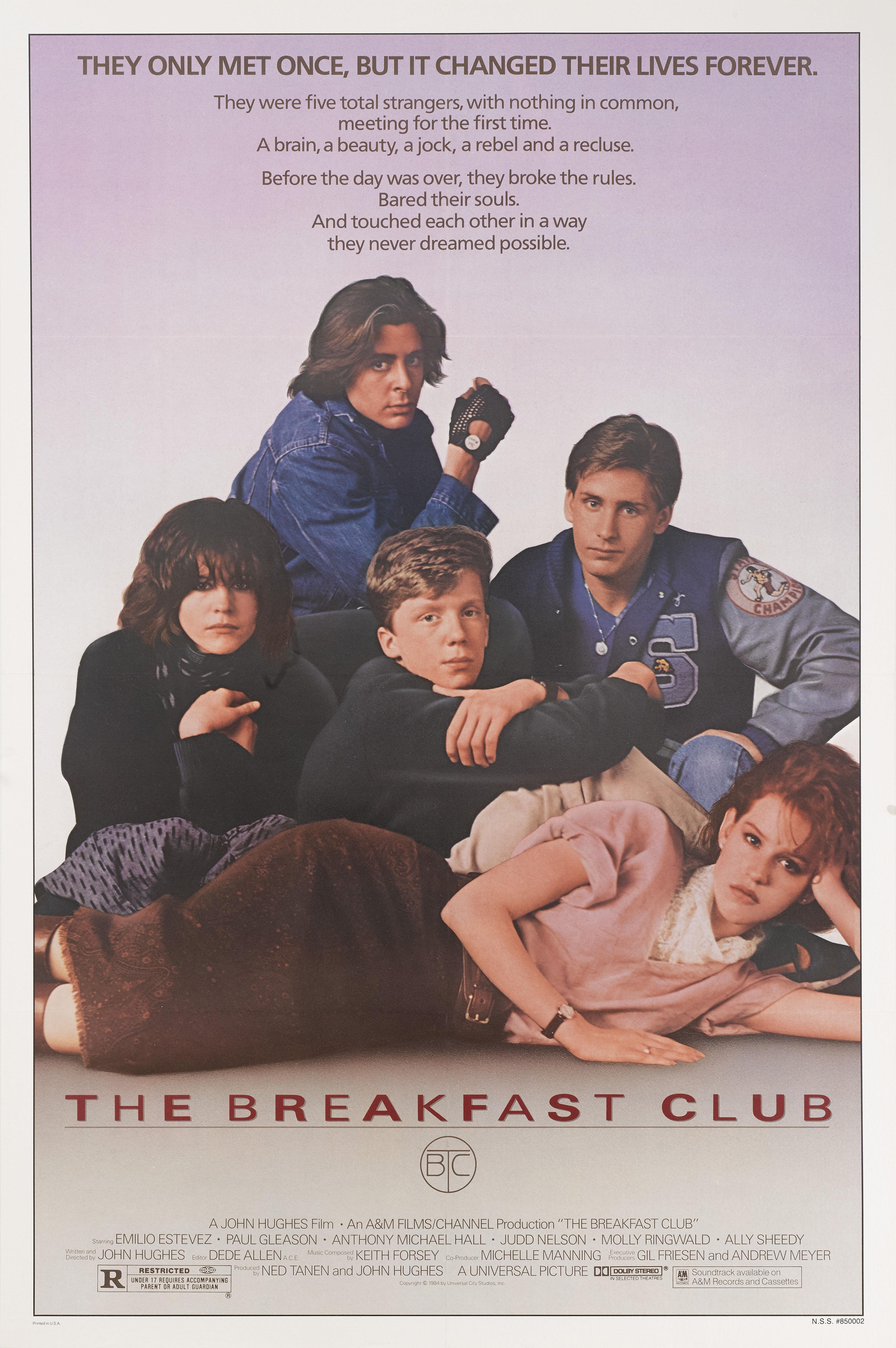 Original US film poster for John Hughes's 1985 comedy staring Emilio Estevez, Judd Nelson, Molly Ringwald,and Ally Sheedy,
The photo used on this poster was taken by the  American portrait photographer Annie Leibovitz.
This piece is conservation
