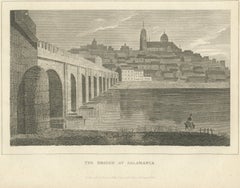 The Bridge at Salamanca, Spain, Peninsular War, Antique Engraving, 1817
