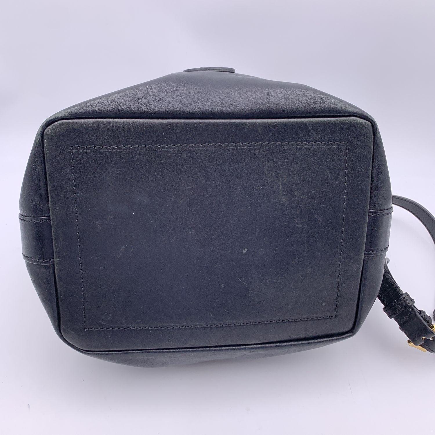 The Bridge Black Leather Bucket Drawstring Shoulder Bag 1