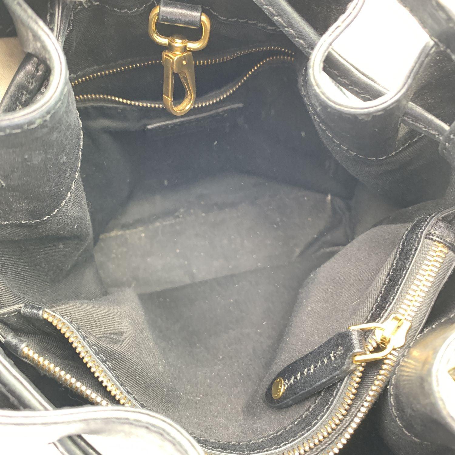 The Bridge Black Leather Bucket Drawstring Shoulder Bag 2
