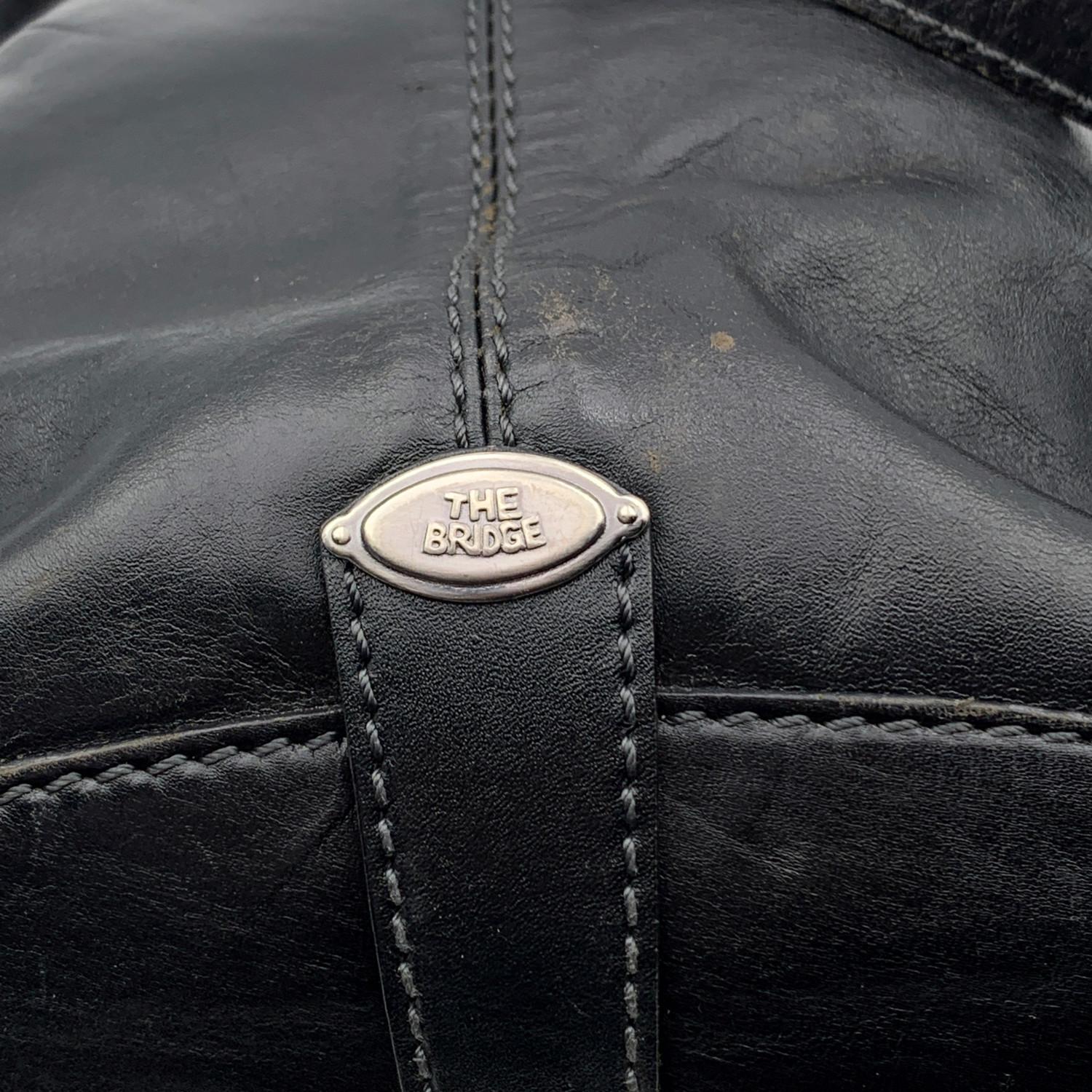 Women's The Bridge Black Leather Drawstring Bucket Shoulder Bag