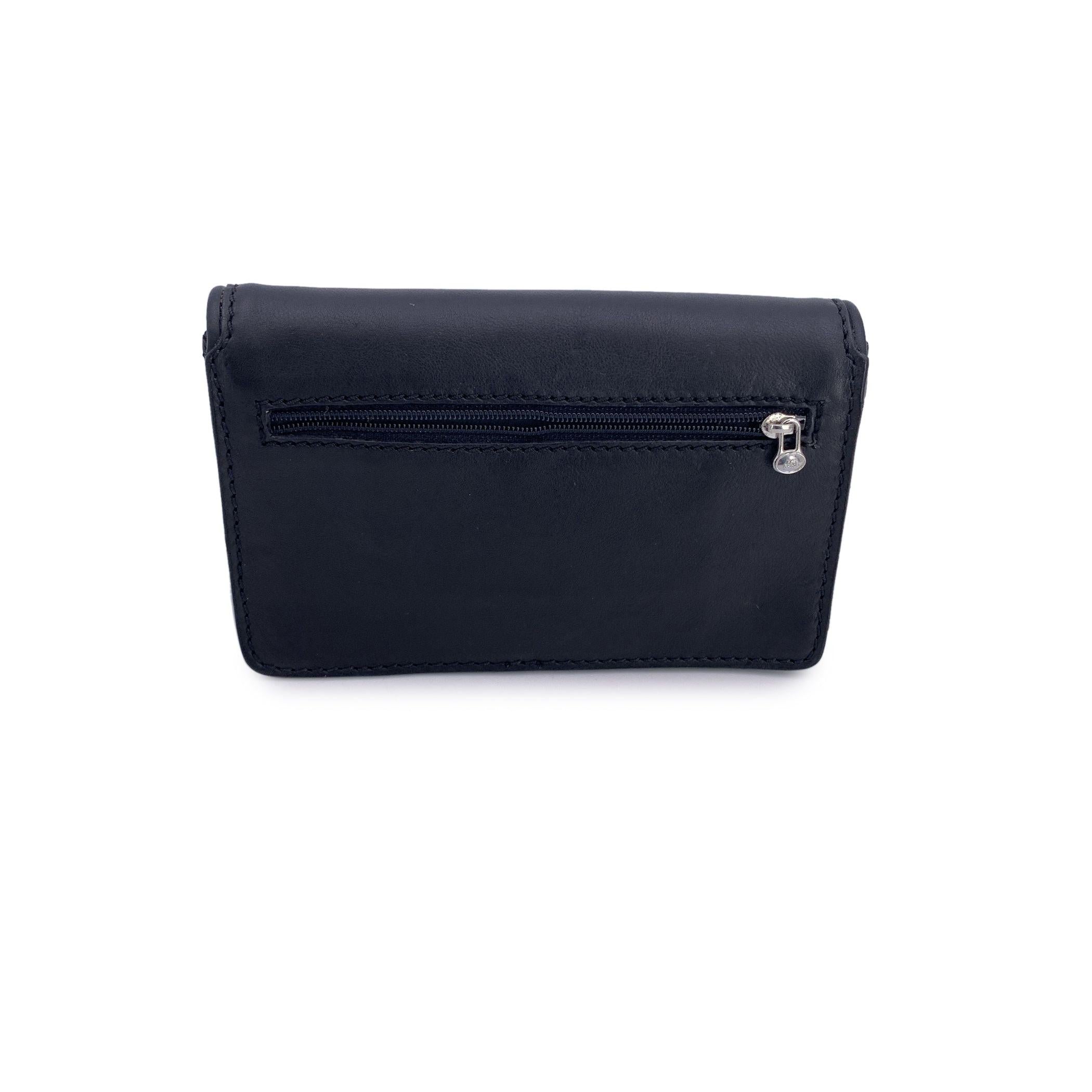 The Bridge Black Leather Small Clutch Flap Pochette Pouch In Excellent Condition For Sale In Rome, Rome