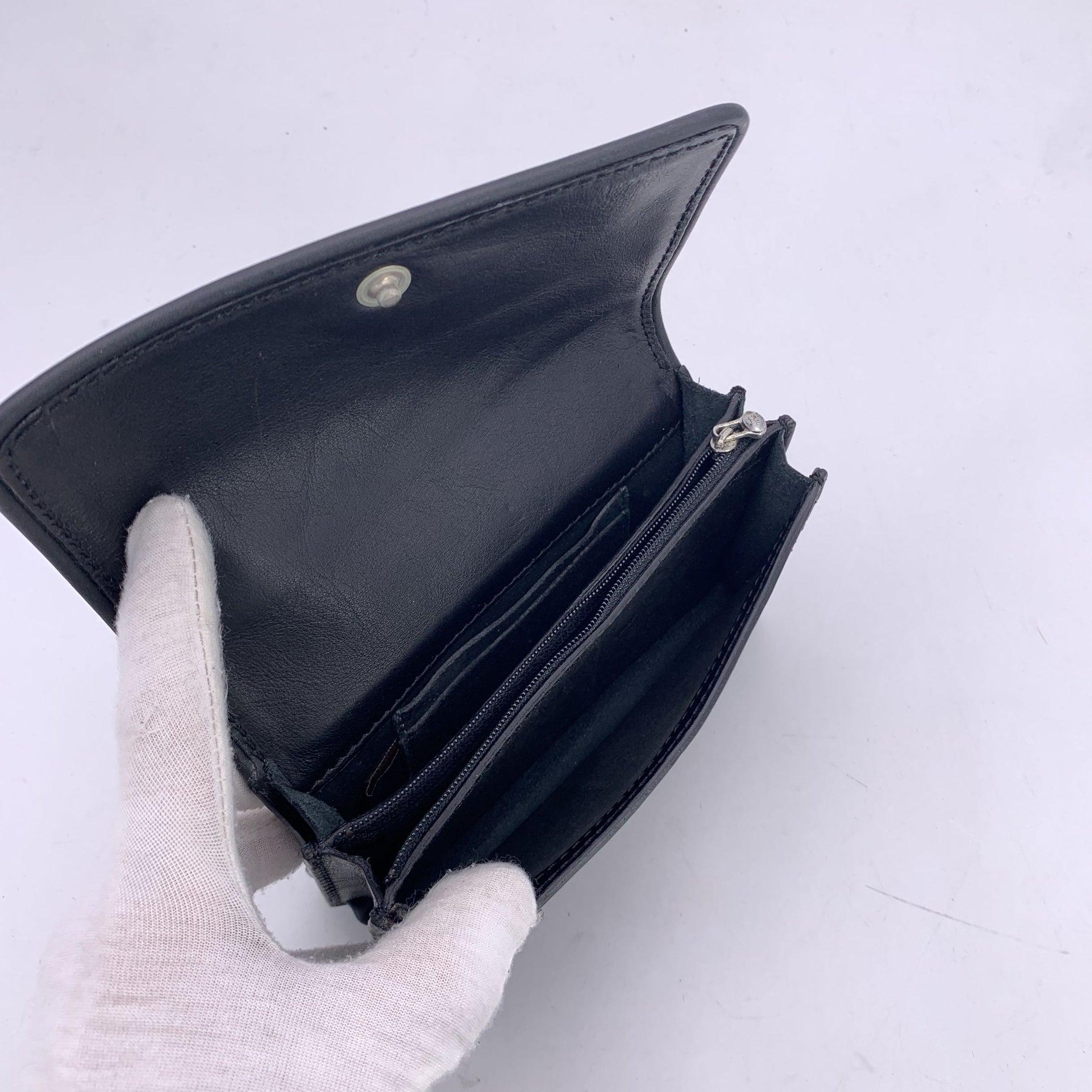 The Bridge Black Leather Small Clutch Flap Pochette Pouch For Sale 1