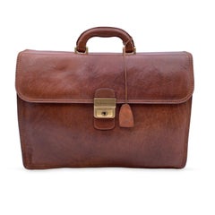 The Bridge Brown Leather Briefcase 3 Gussets Work Business Bag