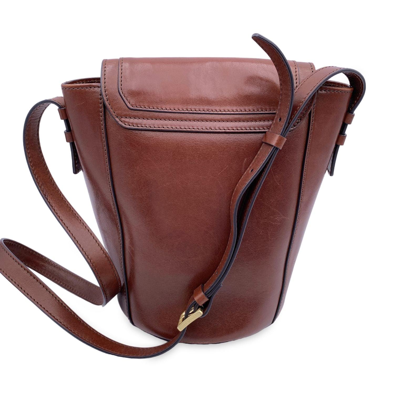 Black The Bridge Brown Leather Shoulder Bag Flap Bucket For Sale