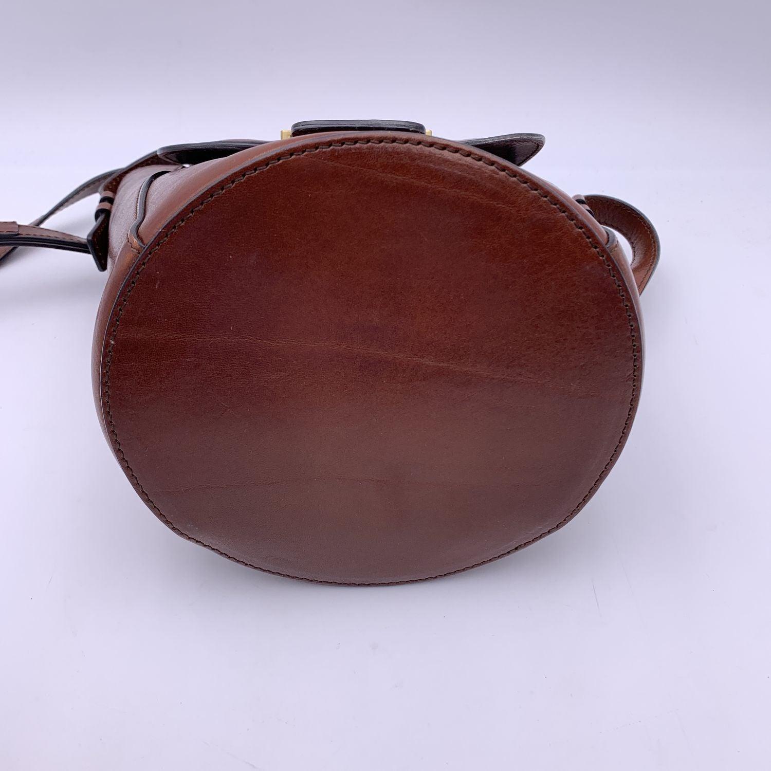 Women's The Bridge Brown Leather Shoulder Bag Flap Bucket For Sale