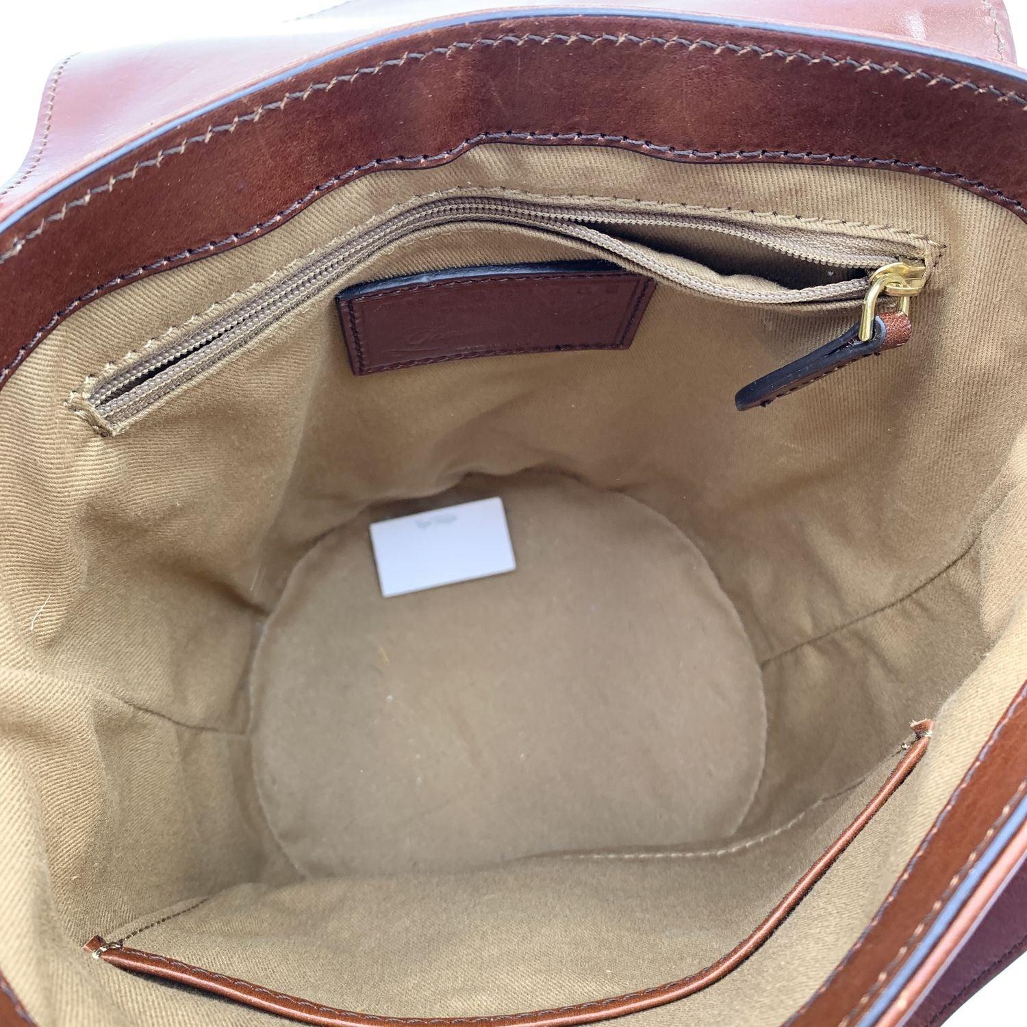 The Bridge Brown Leather Shoulder Bag Flap Bucket For Sale 1