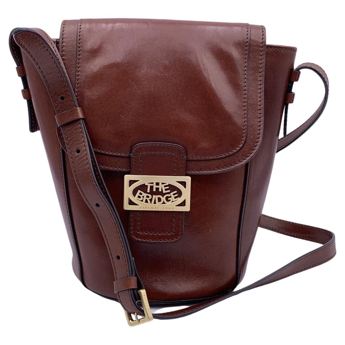 The Bridge Brown Leather Shoulder Bag Flap Bucket For Sale