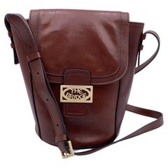 Used The Bridge Brown Leather Shoulder Bag Flap Bucket