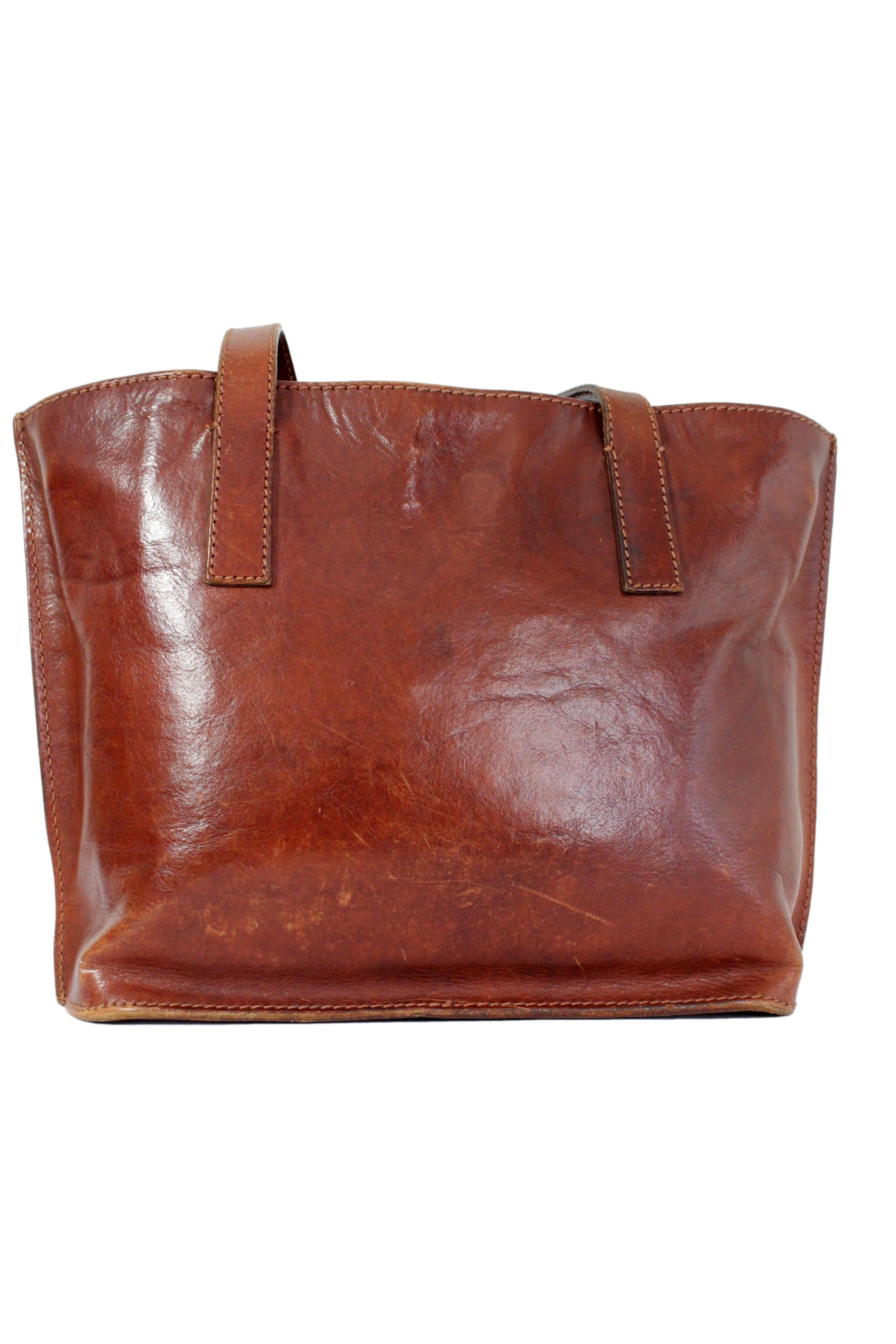 Women's The Bridge Brown Leather Shoulder Shopper Bag