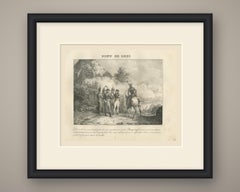 The Bridge of Lodi, Bonaparte's Close Column, Antique Madou Lithograph, 1827