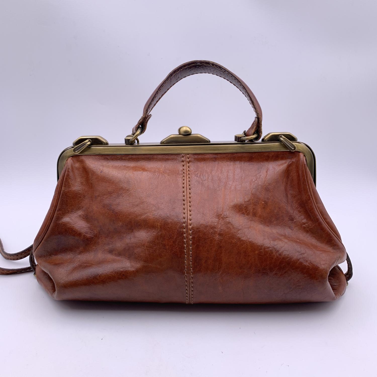 The Bridge Vintage Brown Leather Doctor Bag Satchel Handbag with Strap 4