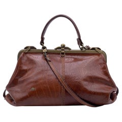 The Bridge Vintage Braune Leder Doctor Bag Satchel Handtasche mit Riemen