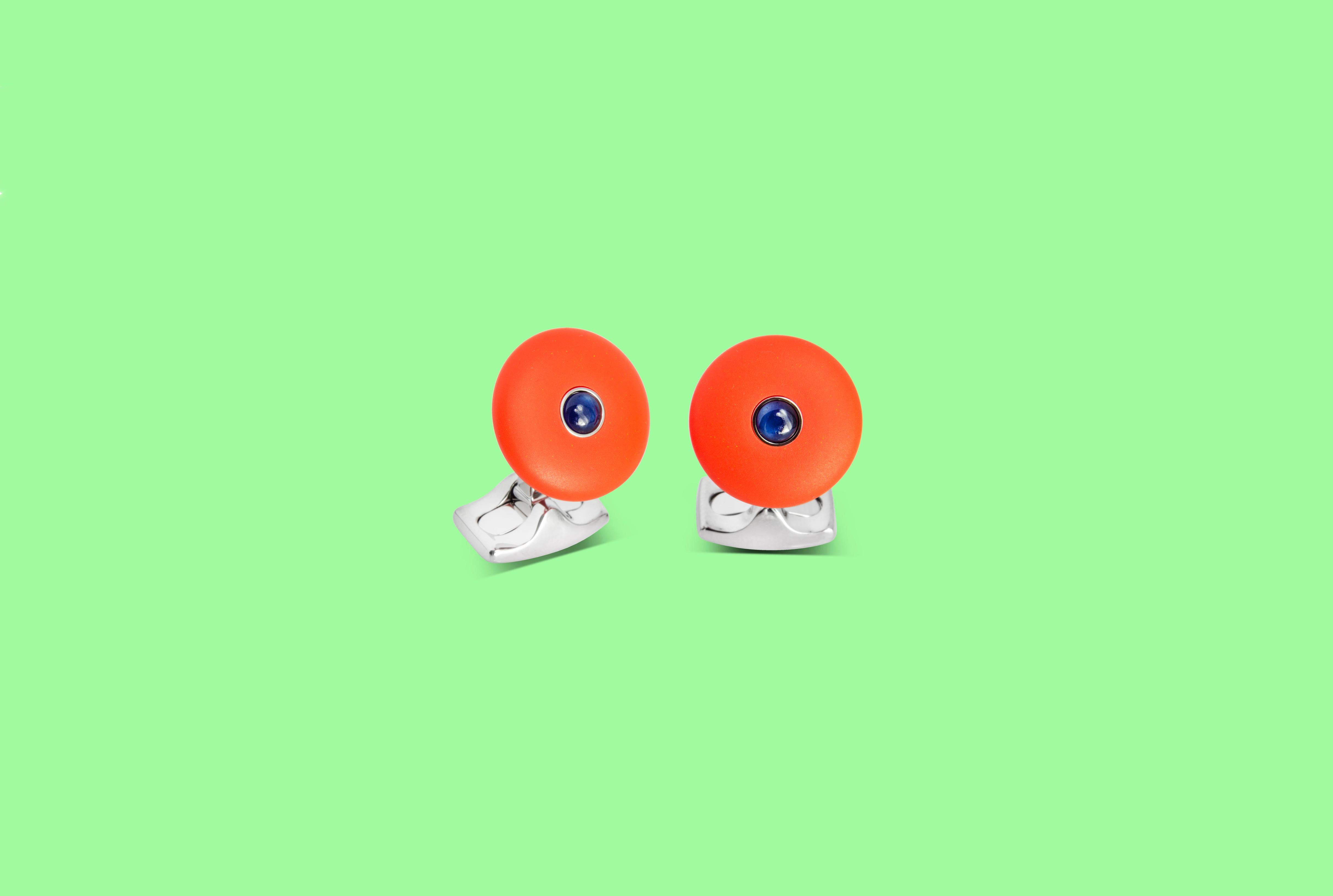Add a pop of colour and a splash of something 'bright and beautiful' with our new Brights Collection of cufflinks . This collection will ensure you stand out from the crowd!
Orange is certainly the new black with this pair of bold cufflinks! Simple