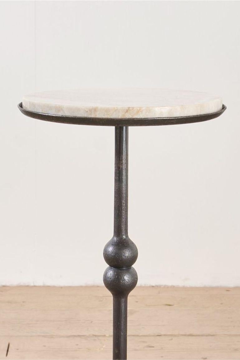 Contemporary The 'Brokkr' forged steel martini table with quartzite top For Sale