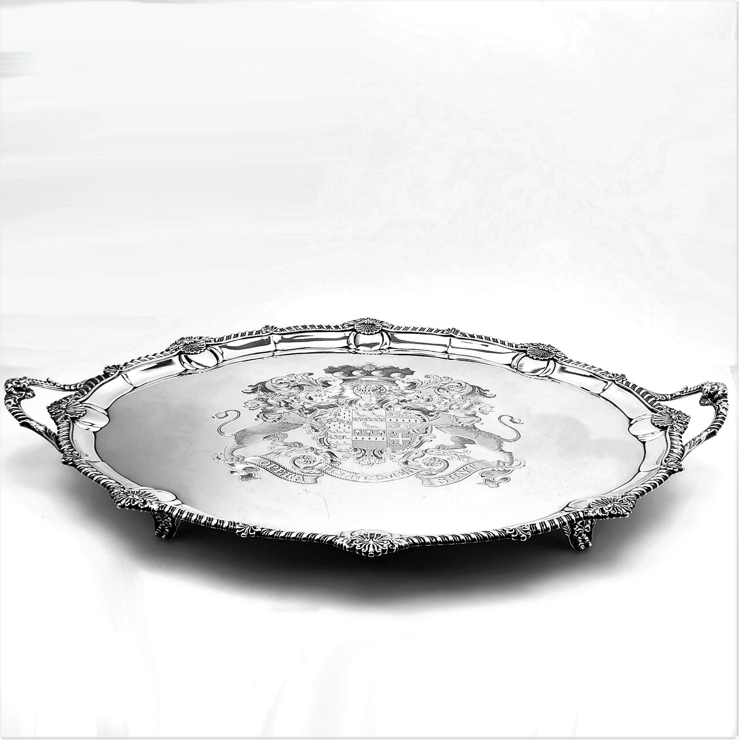 The Brownlow Tray 1809 Very Large Antique Georgian Silver Tray Serving Tea 1