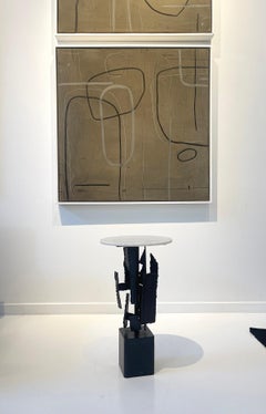 The Brut Sculptural Side Table by Morgan Clayhall, Steel and Marble Design