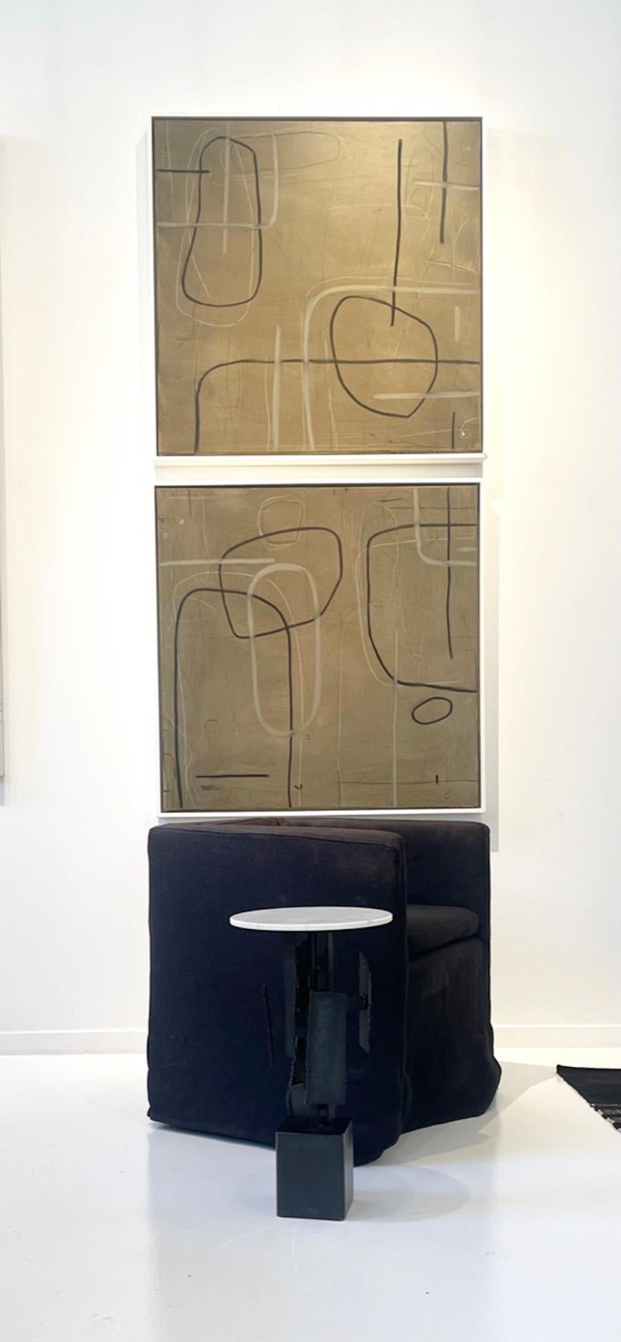 Poudré The Brut Sculptural Side Table by Morgan Clayhall, Steel and Marble Design (table d'appoint sculpturale en acier et marbre) en vente