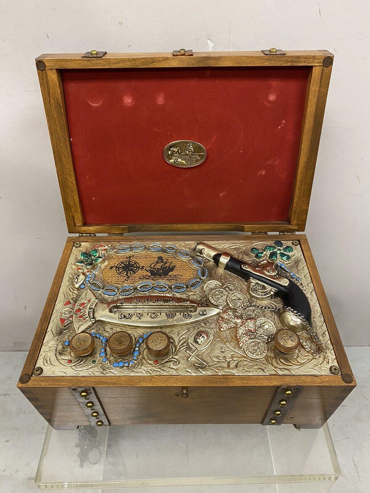The Buccaneer chest by Guild Vintage AM/FM radio pirate treasure chest radio. Circa mid to late 20th century. Measurements: 11