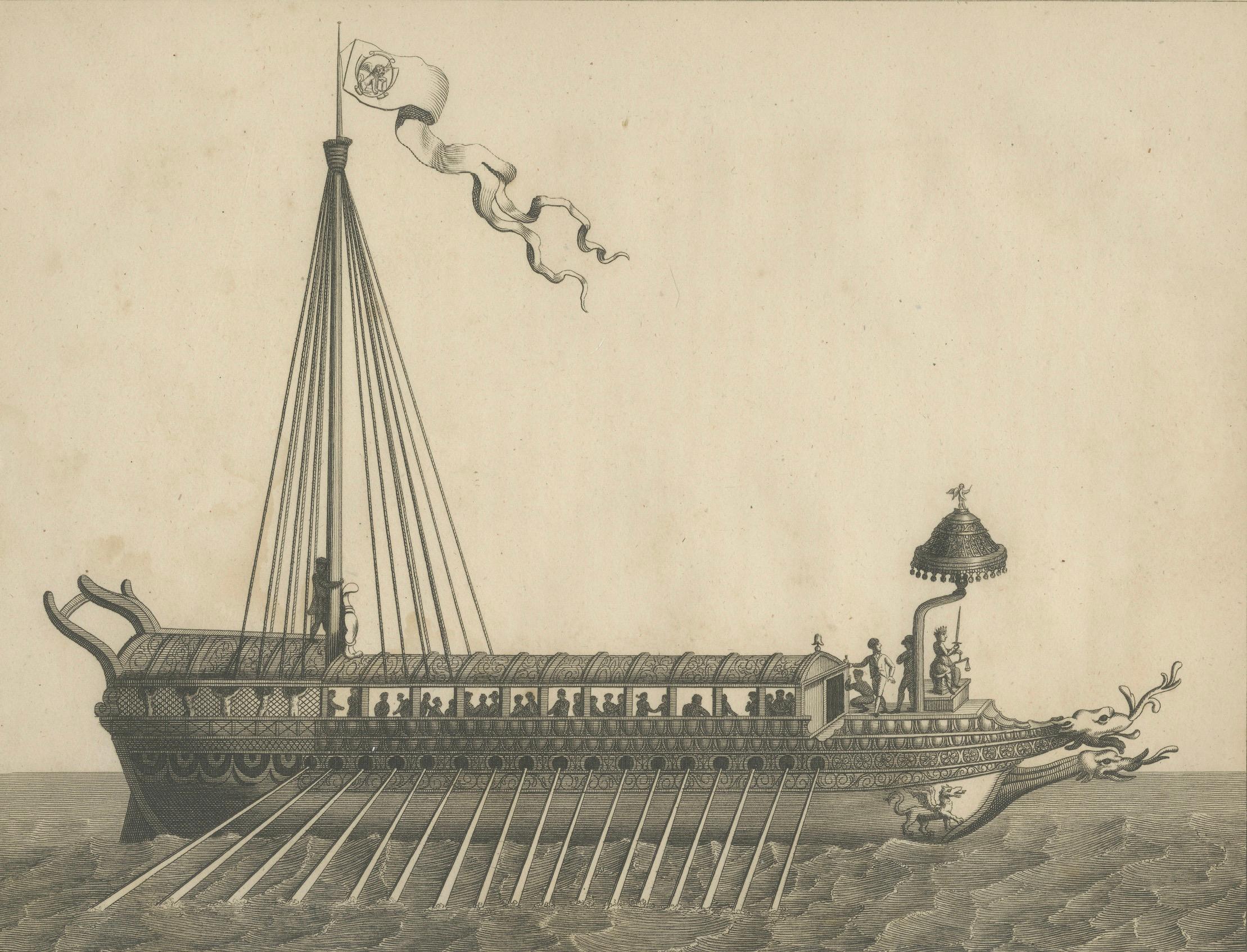 XIXe siècle Le Bucentaure - Gravure ancienne de la péniche d'État vénitienne, C.I.C. en vente
