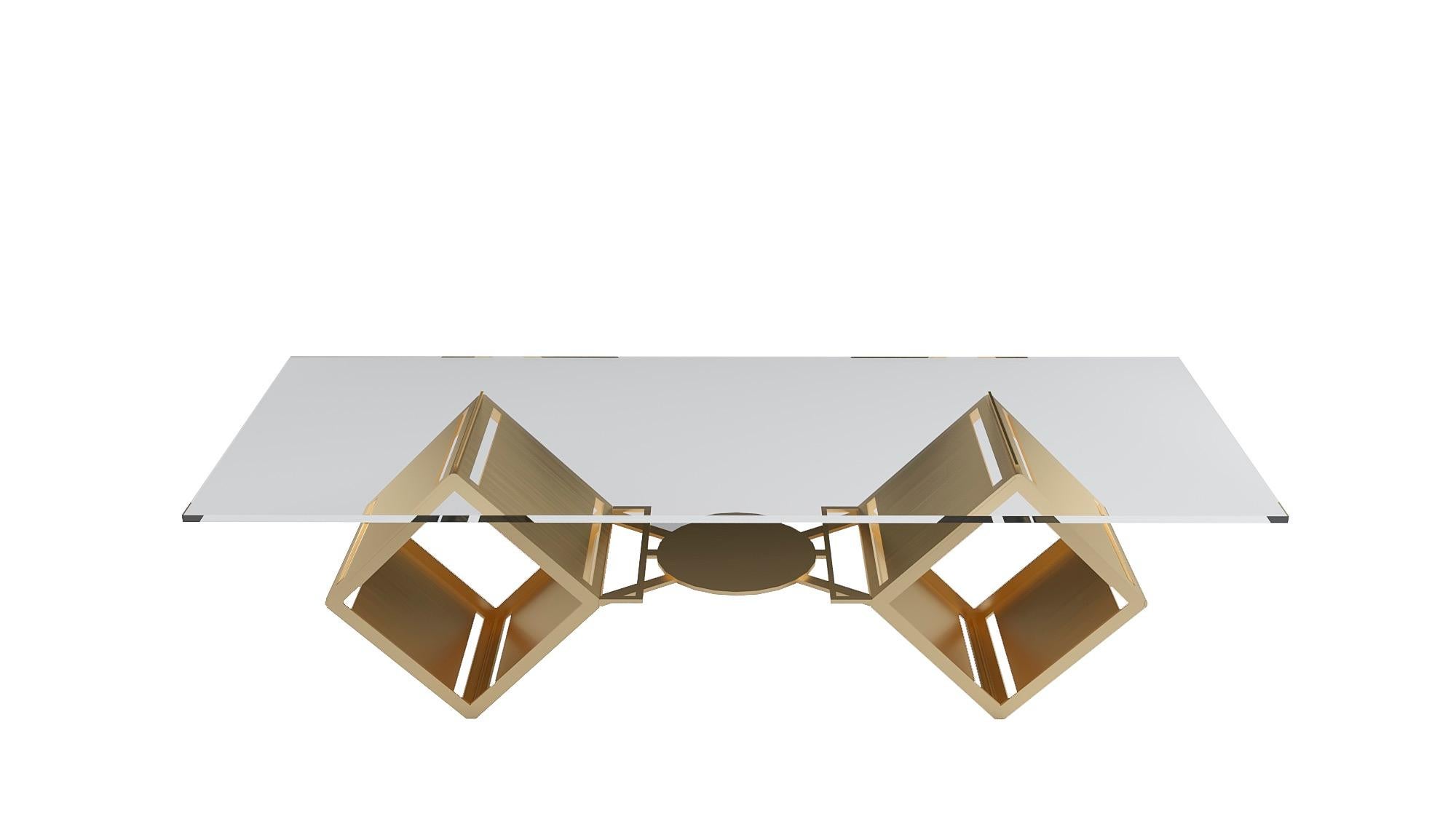 The Buckle table is fabricated in laser cut steel with a 1/2