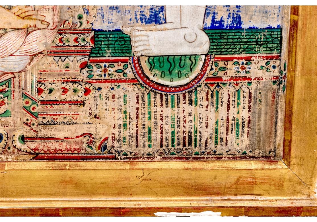 The Buddha And His Two Disciples Moggallana And Sariputta Watercolor On Fabric For Sale 3