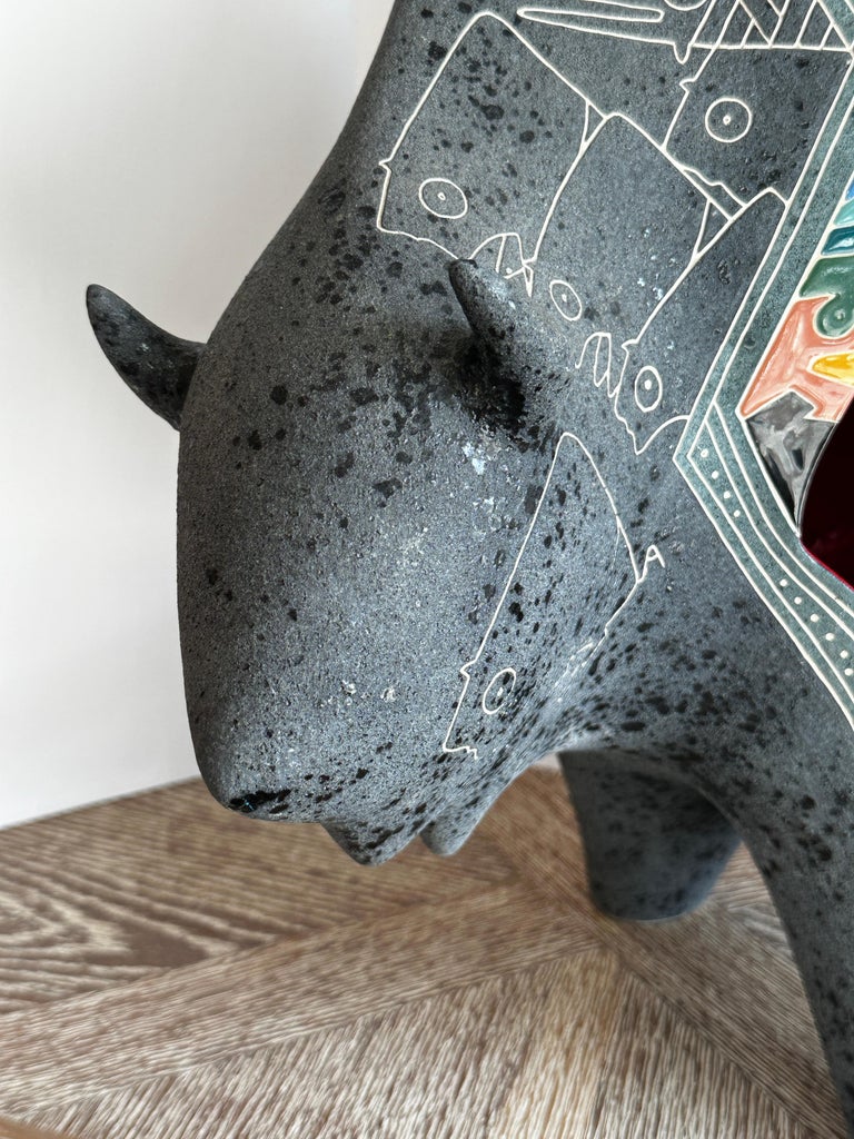 "the Buffalo" Modern Geometric Ceramic Sculpture by Gene and Rebecca