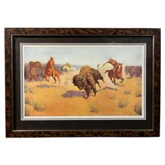 "Die Büffelläufer" von Frederic Remington, Farbrelief Halbton, CIRCA 1906