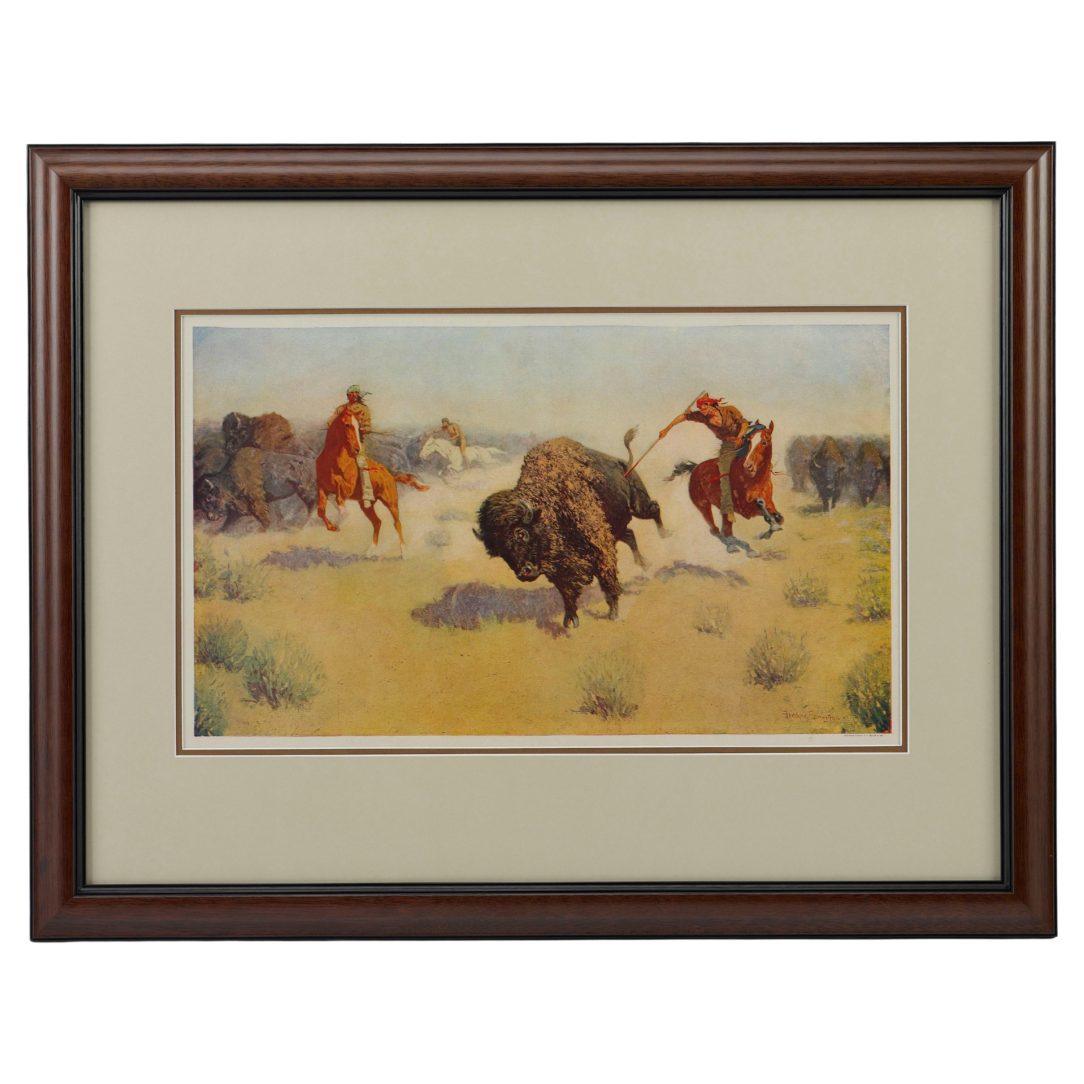 "the Buffalo Runners" Frederic Remington Chromolithograph, circa 1910