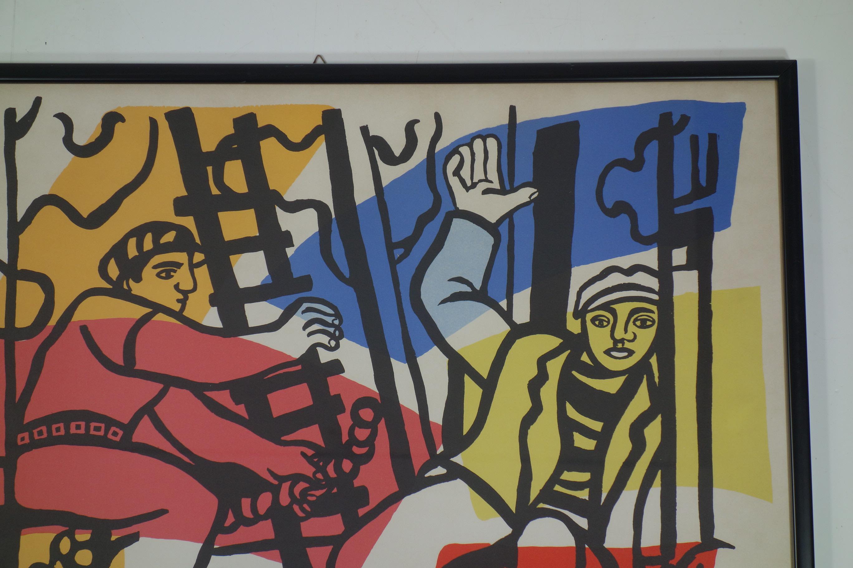 „The Builders“ Fernand Leger Litographenbogen, Französisch, 1950 im Zustand „Hervorragend“ im Angebot in Brescia, IT