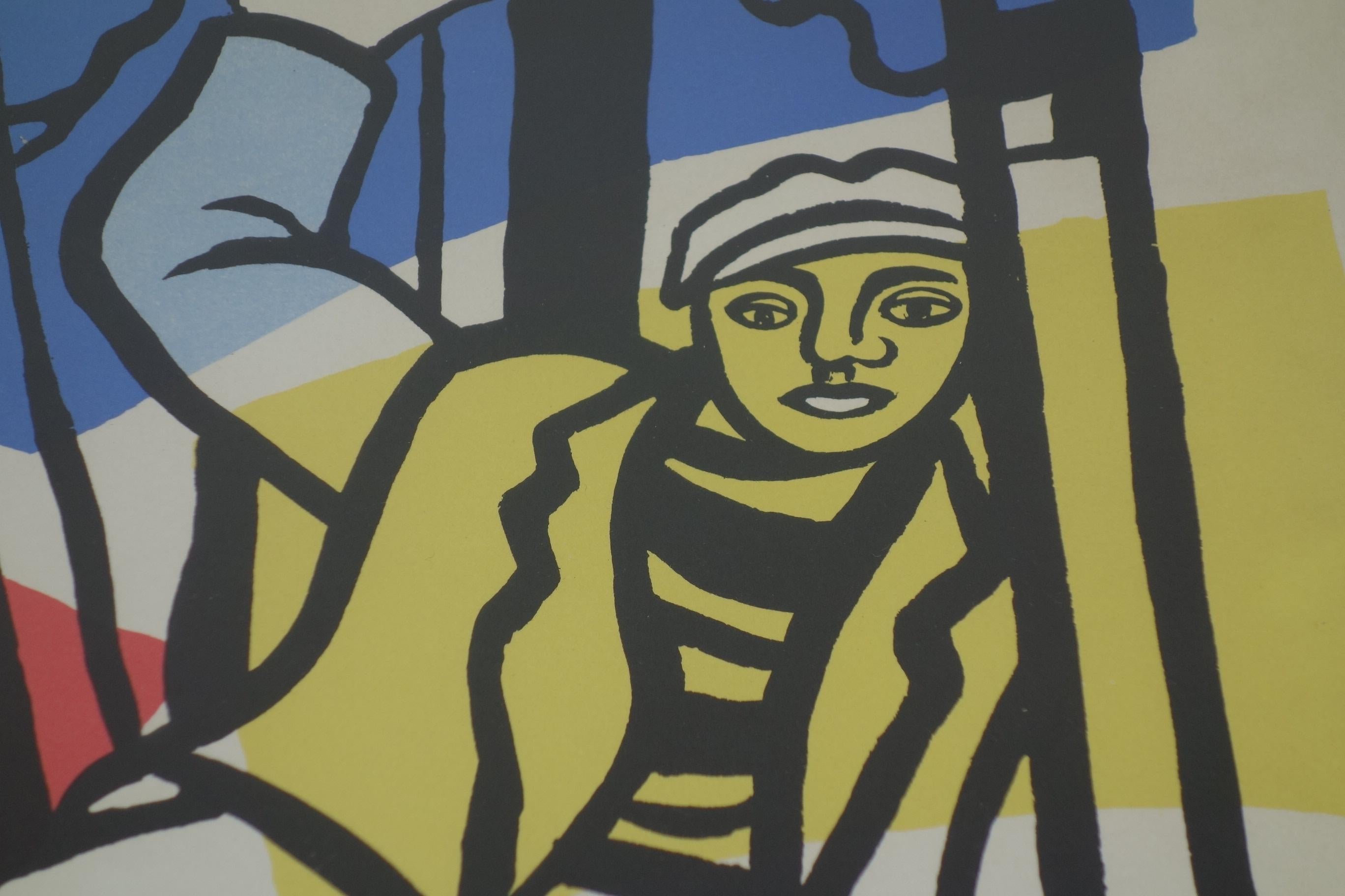 „The Builders“ Fernand Leger Litographenbogen, Französisch, 1950 (Papier) im Angebot