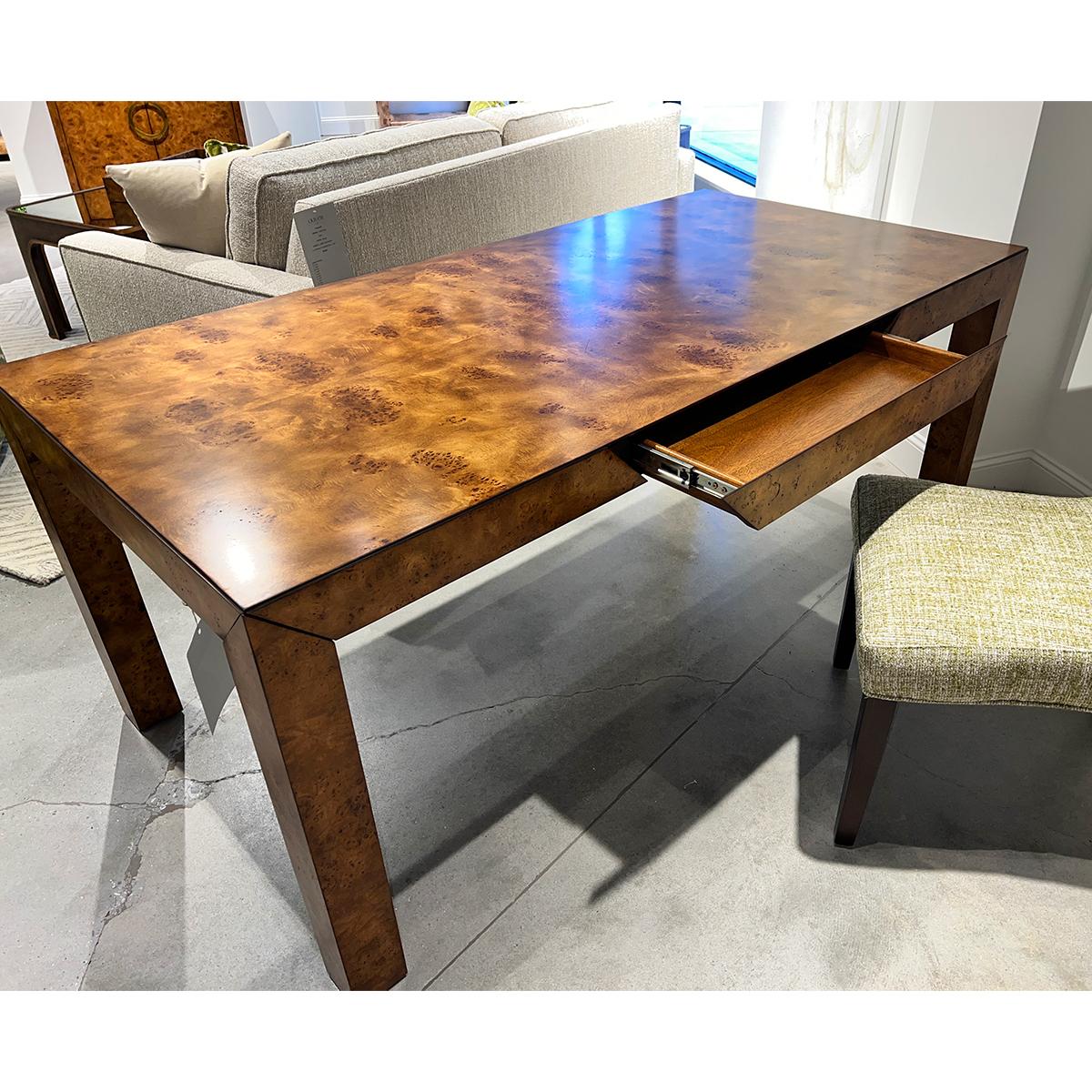 The Burl Wood Parson Desk For Sale 4