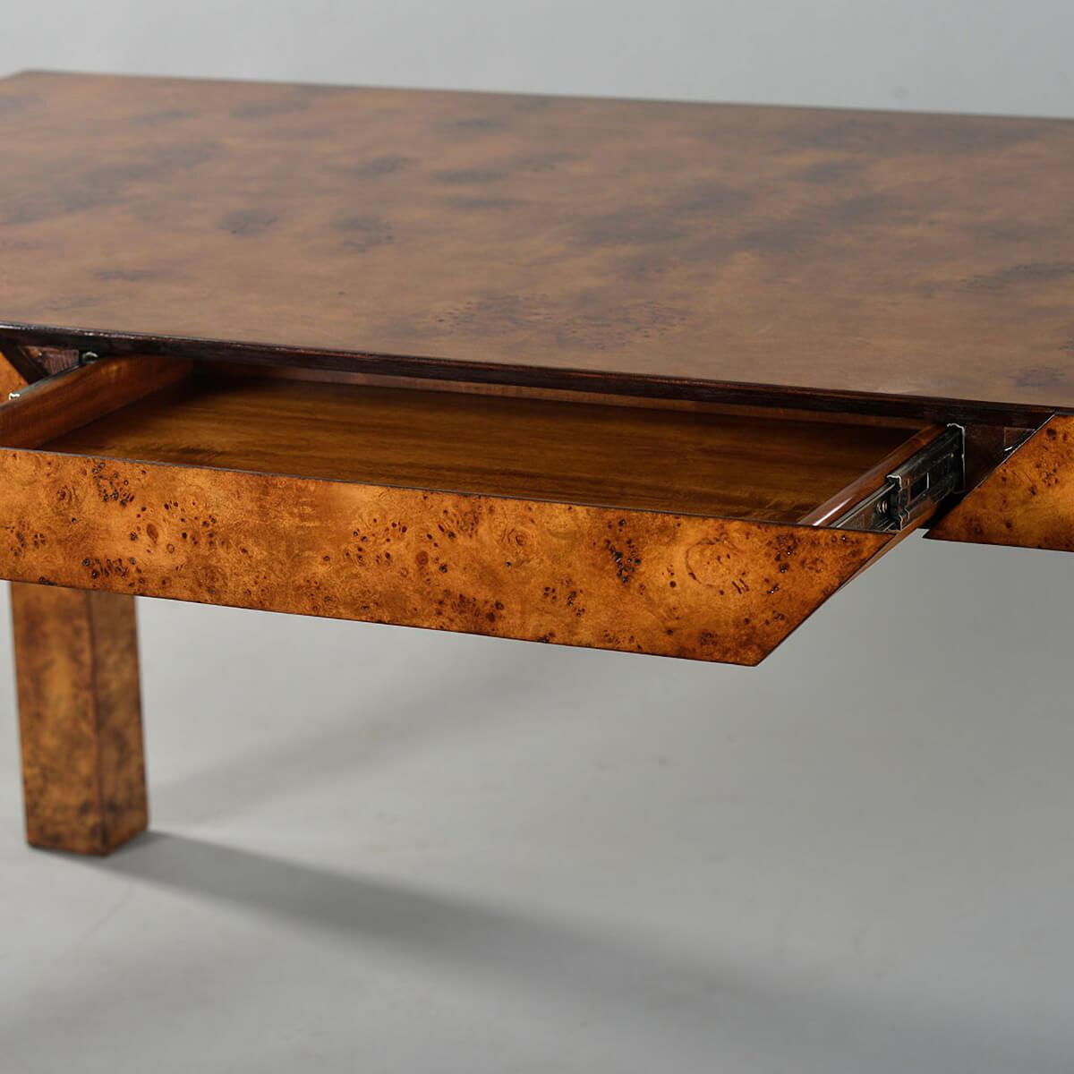 The Burl Wood Parson Desk In New Condition For Sale In Westwood, NJ