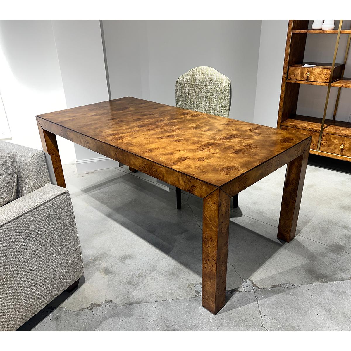 The Burl Wood Parson Desk For Sale 2