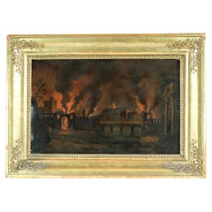 Burning of Troy, Oil on Copper, Early 19th C