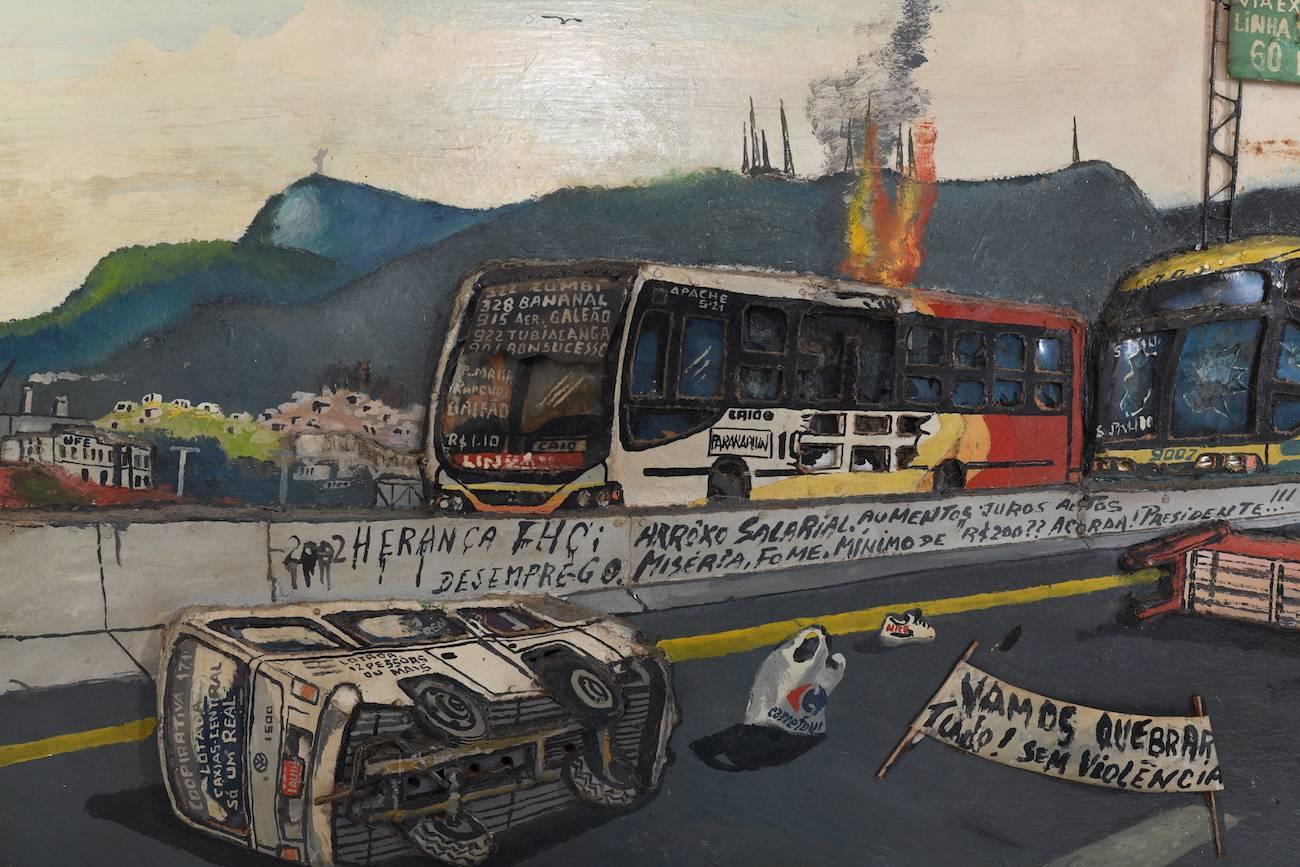 Swedish The Bus Race, Mixed Media by Gelson, 2002 For Sale