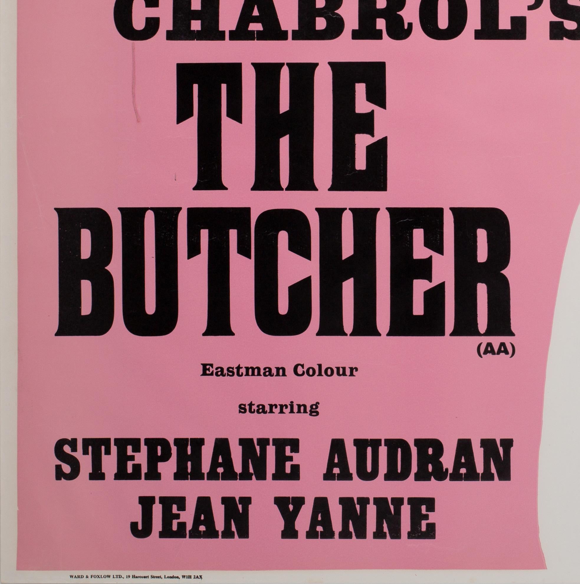 20th Century The Butcher 1972 Academy Cinema London UK Quad Film Poster, Strausfeld For Sale