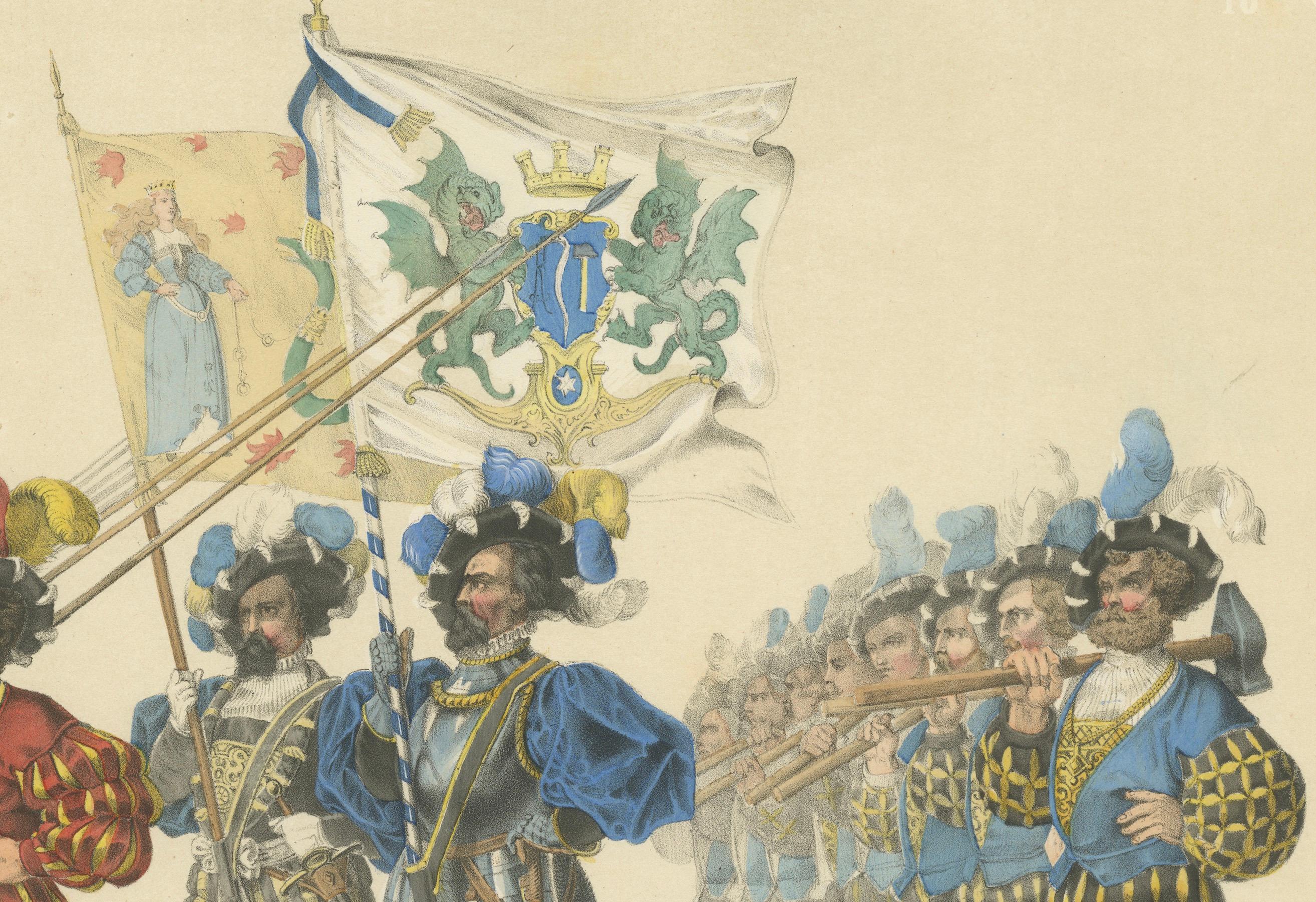 The Butchers’ and Blacksmiths’ Guilds – A Parade of Swiss Craftsmanship, 1855 In Good Condition For Sale In Langweer, NL