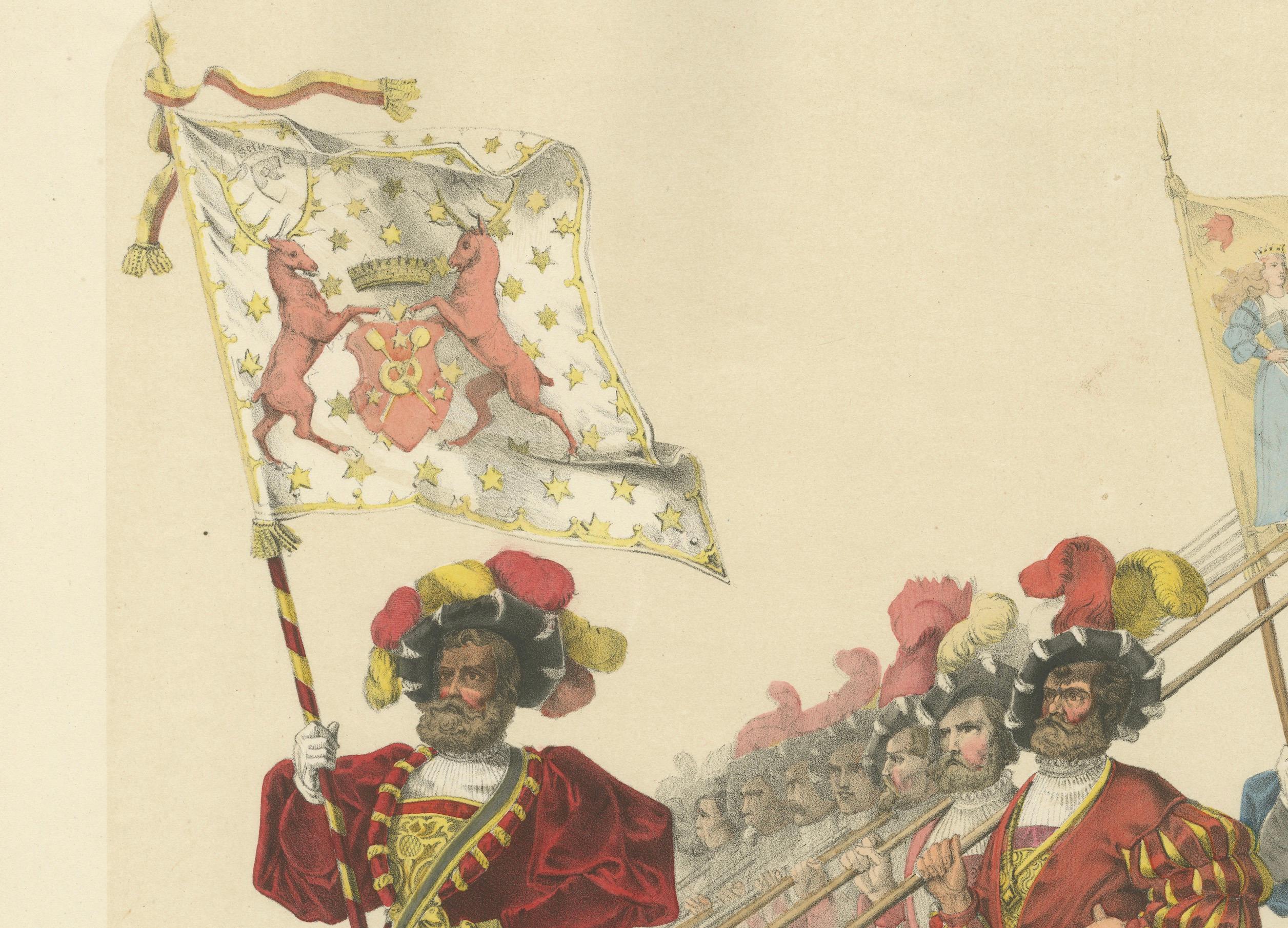 Mid-19th Century The Butchers’ and Blacksmiths’ Guilds – A Parade of Swiss Craftsmanship, 1855 For Sale