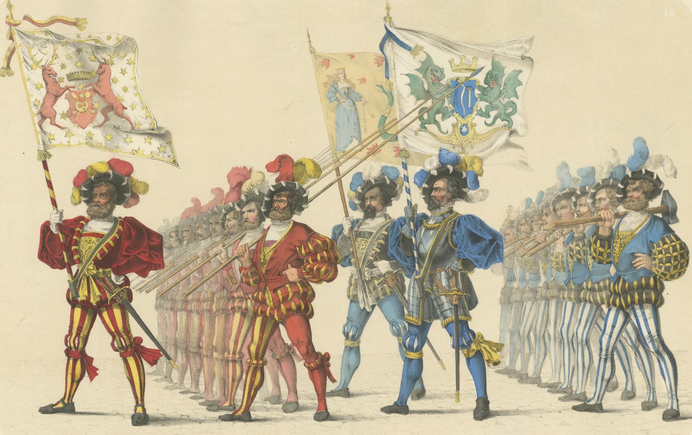 Paper The Butchers’ and Blacksmiths’ Guilds – A Parade of Swiss Craftsmanship, 1855 For Sale