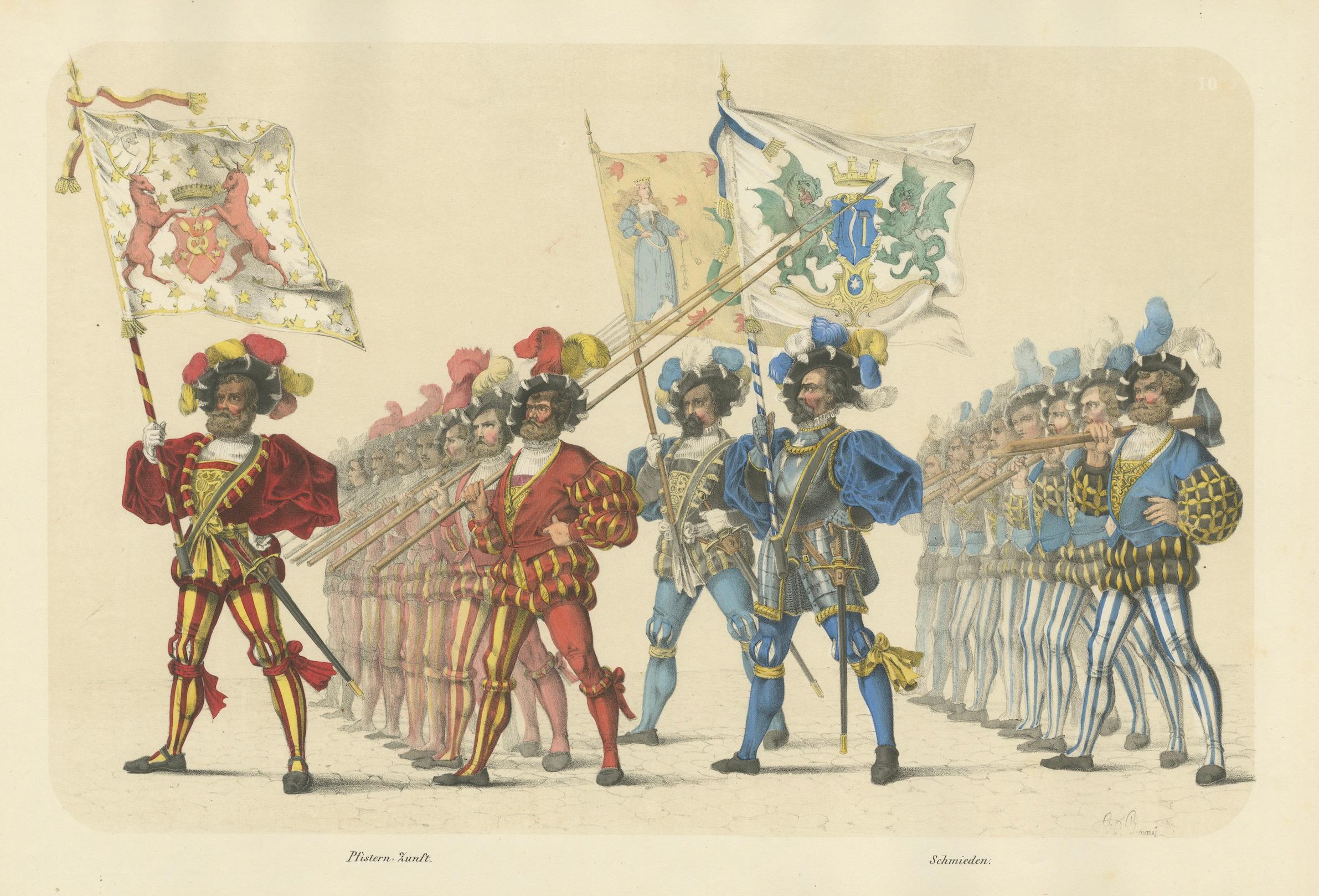 The Butchers’ and Blacksmiths’ Guilds – A Parade of Swiss Craftsmanship, 1855 For Sale 1