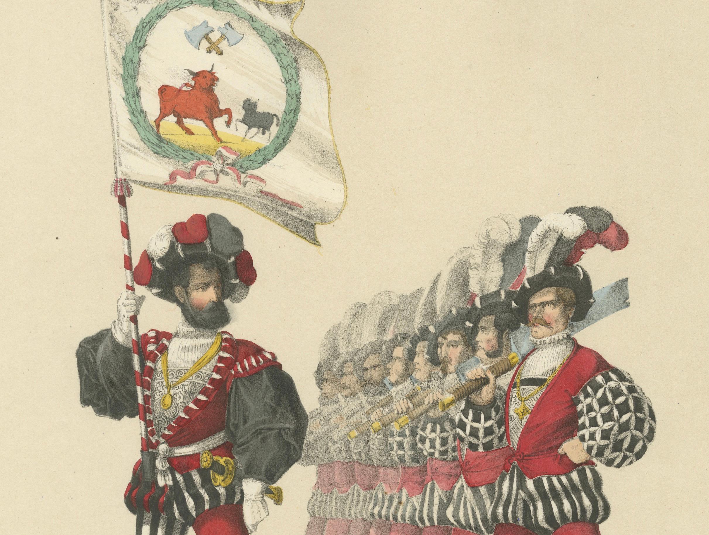 The Butcher's and Tanner's Guilds - A Display of Swiss Craft and Tradition, 1855 im Zustand „Gut“ im Angebot in Langweer, NL