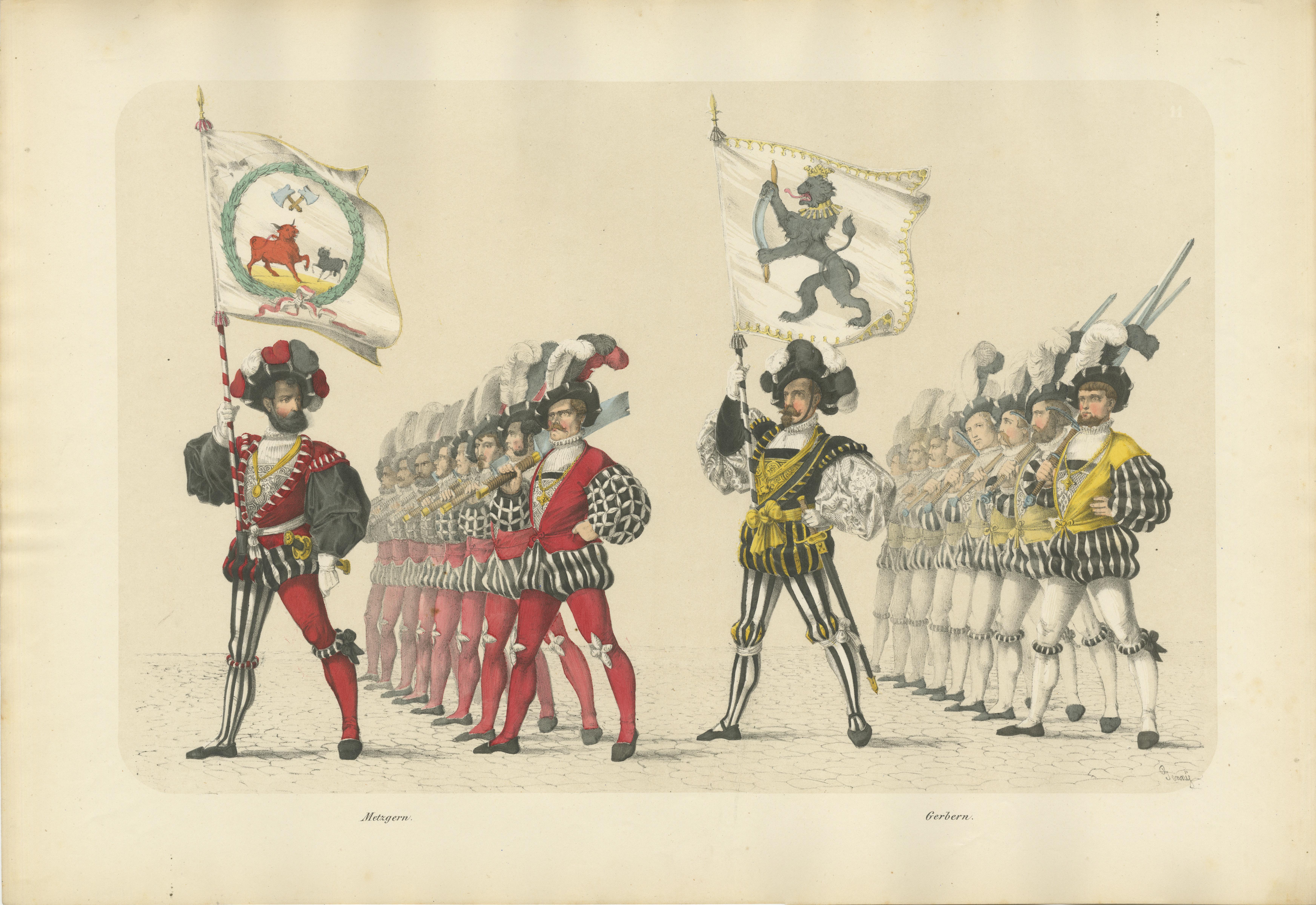 The Butcher's and Tanner's Guilds - A Display of Swiss Craft and Tradition, 1855 im Angebot 1