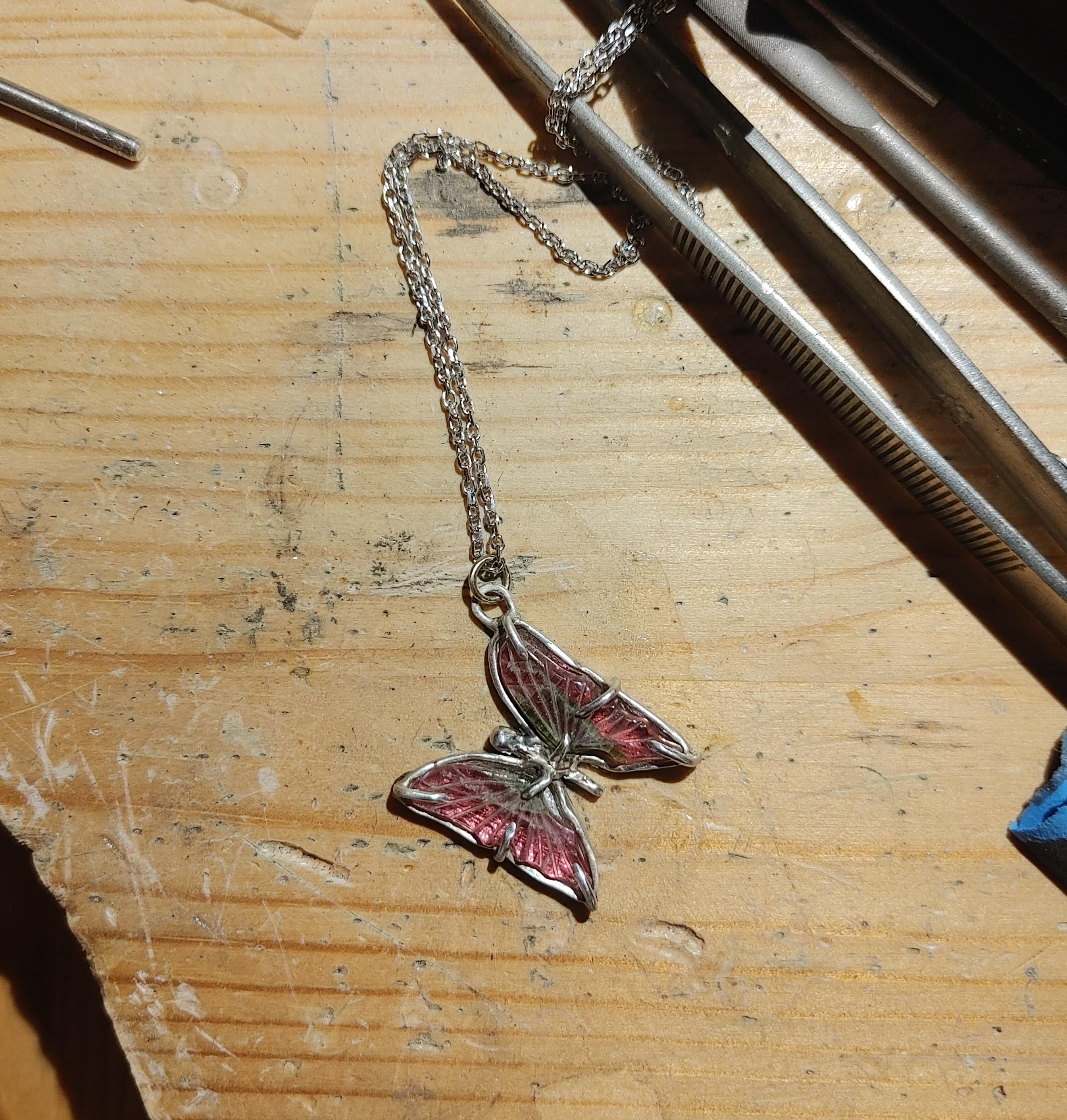 Artisan Butterfly Necklace For Sale