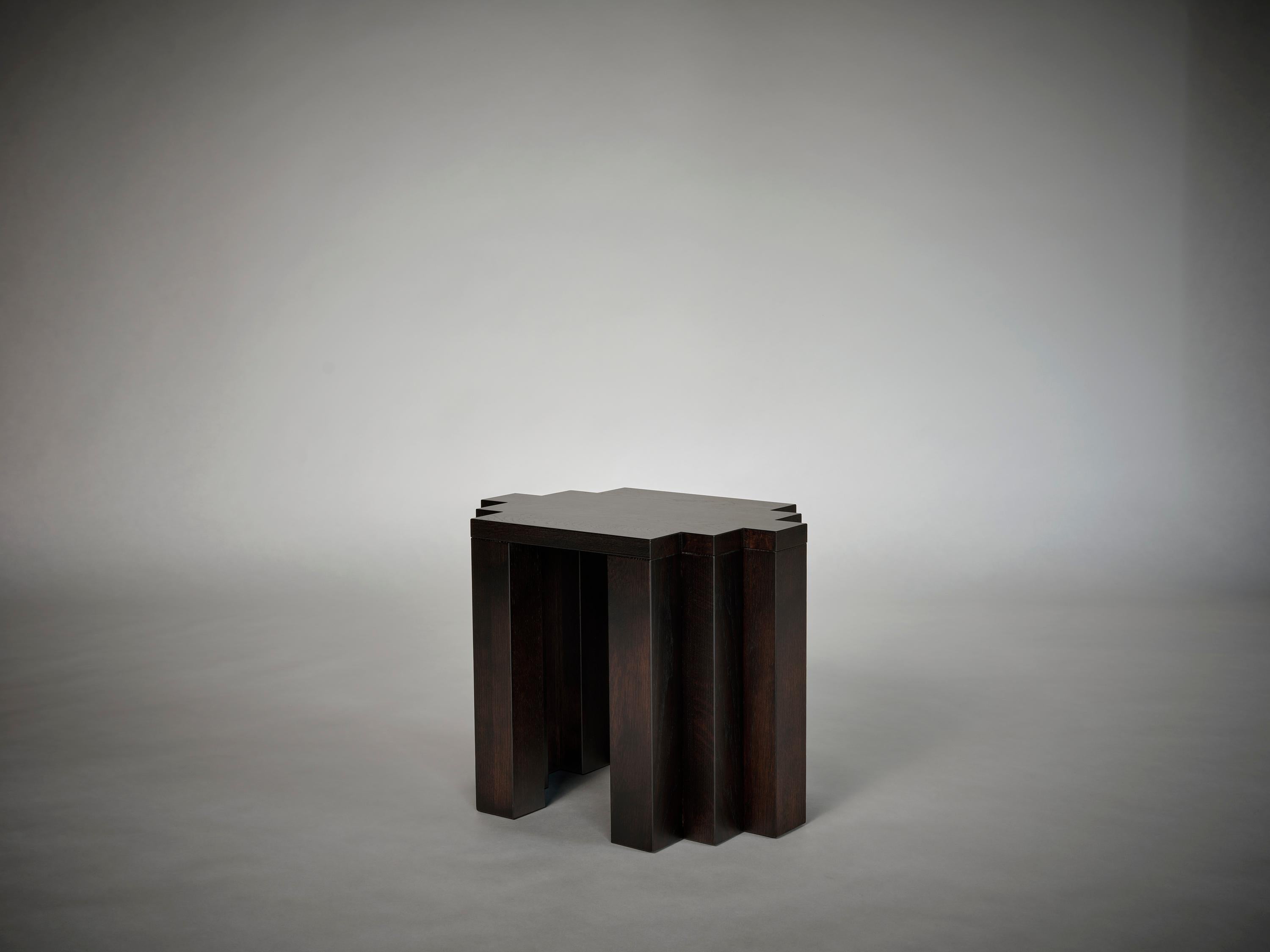 The Cadence stool is inspired by the simplicity and power of the rhythmic stepped brickwork visible in the architecture of Amsterdam's 'South Plan' area; the city development plan designed by H.P. Berlage in 1915. A flow of rhythmic volumes and
